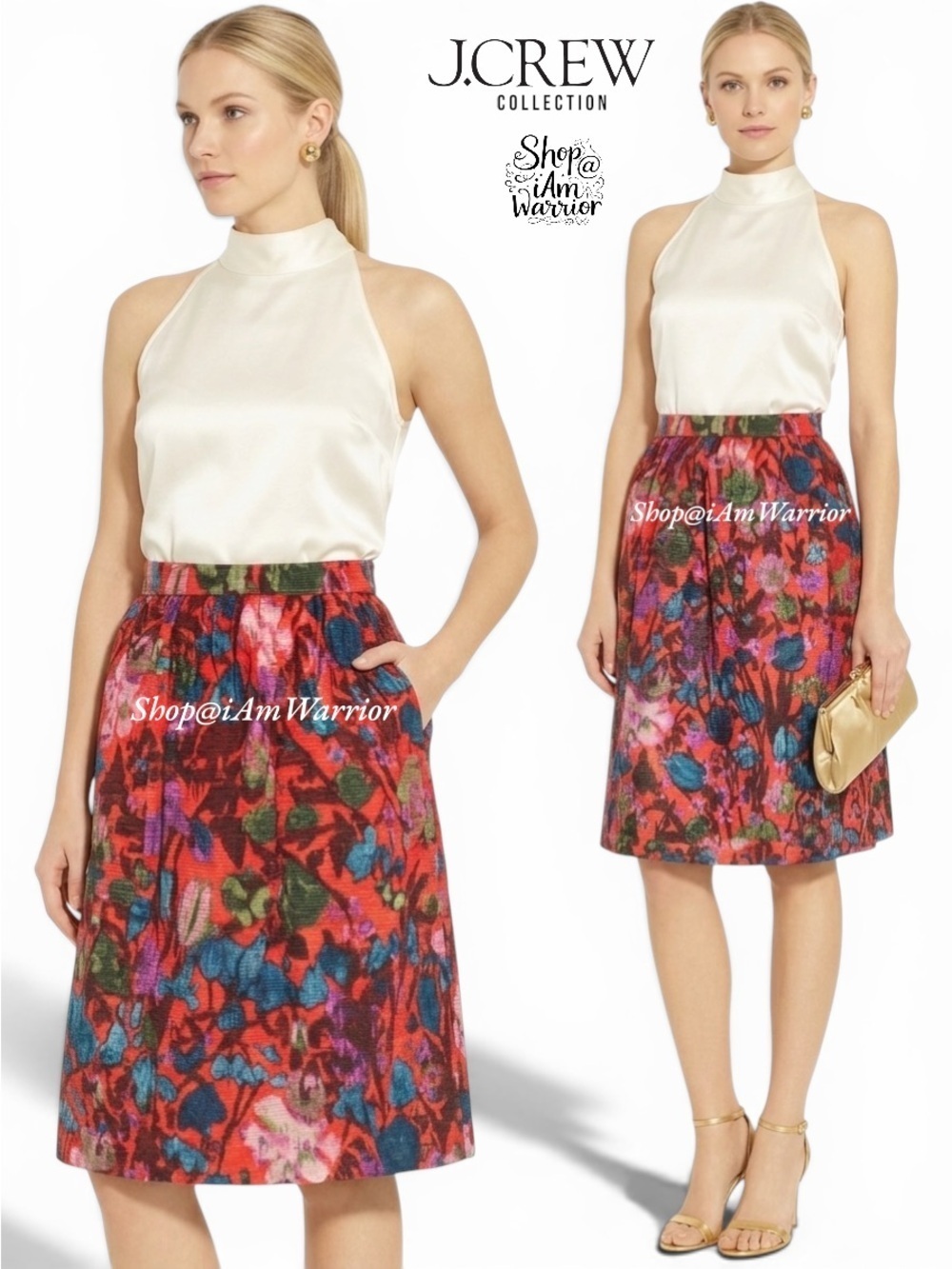 J.Crew Collection NWT botanical cotton/silk a-line midi skirt @shop@iamwarrior